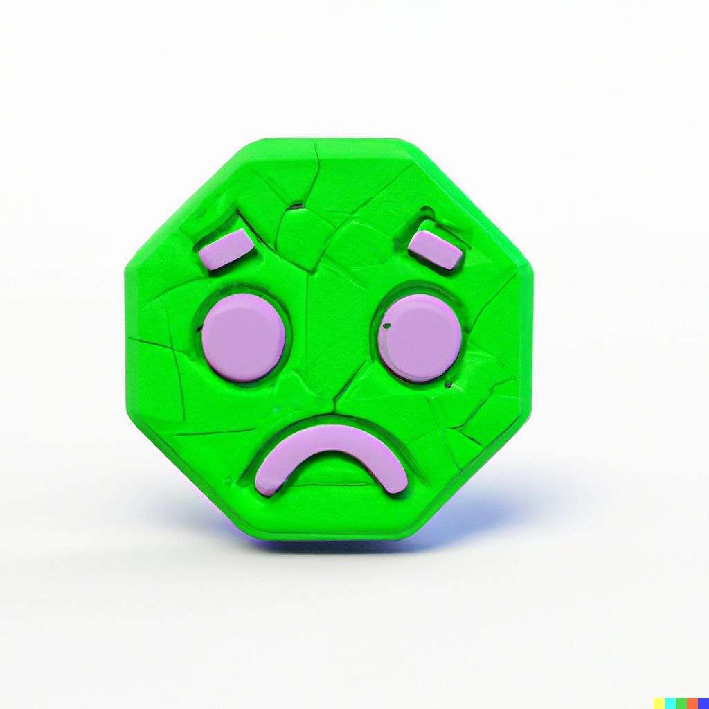 a brightly coloured, detailed icon of a representation of anxiety emoji, 3D low poly render, isometric perspective on white background